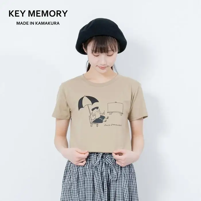 《0》【KEYMEMORY鎌倉】GrenouilleイラストTシャツ BEIGE