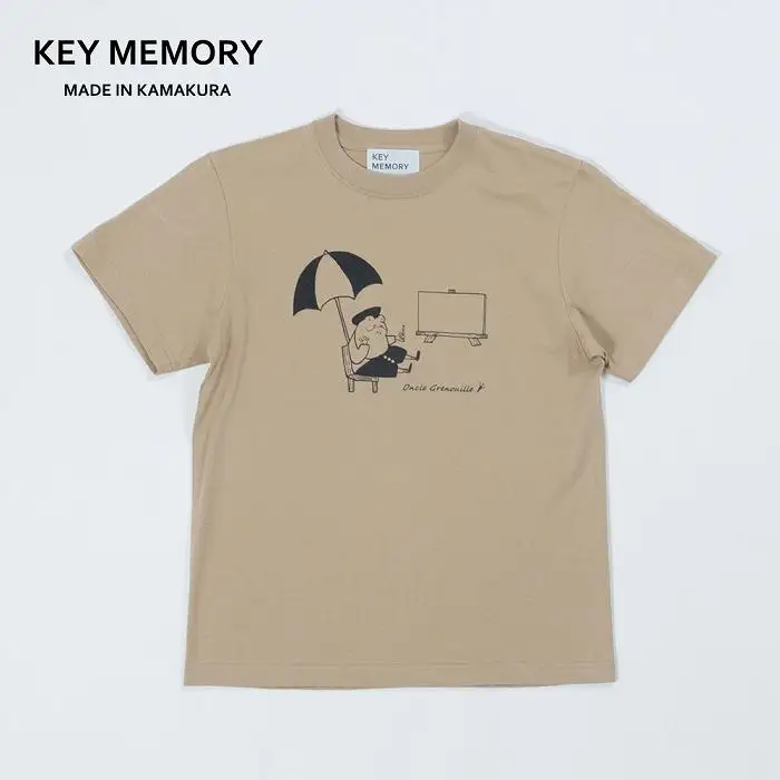 《1》【KEYMEMORY鎌倉】GrenouilleイラストTシャツ BEIGE