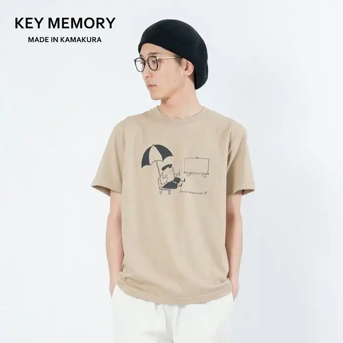 《2》【KEYMEMORY鎌倉】GrenouilleイラストTシャツ BEIGE