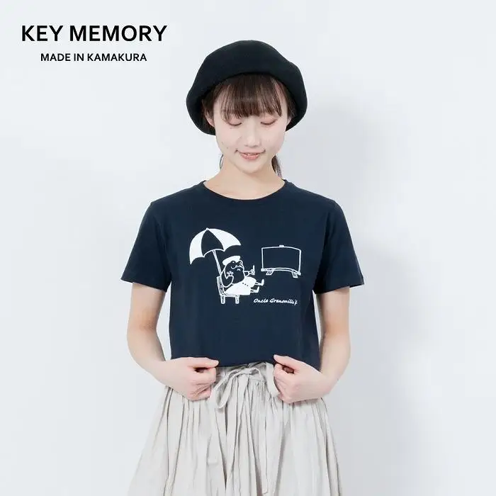 《0》【KEYMEMORY鎌倉】GrenouilleイラストTシャツ NAVY