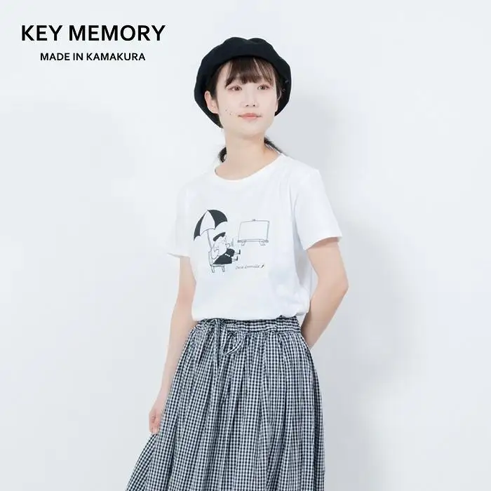 《0》【KEYMEMORY鎌倉】GrenouilleイラストTシャツ WHITE