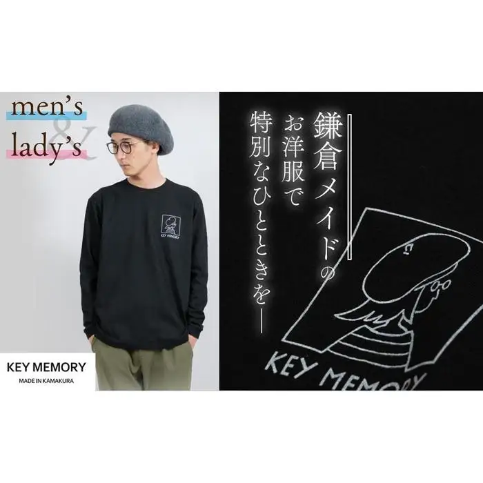 《3》【KEYMEMORY　鎌倉】ウィンドーイラストロングTシャツ　BLACK