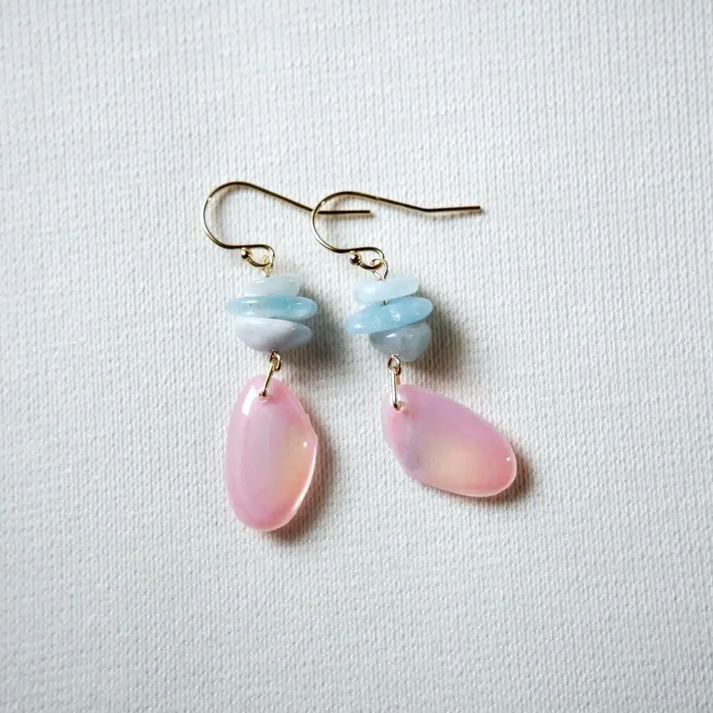 さくらひとえ  アクアマリン　ピアス