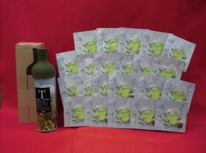 087-3　茶葉で簡単おいしい水出し茶を！フィルターインボトルと一煎茶のセット