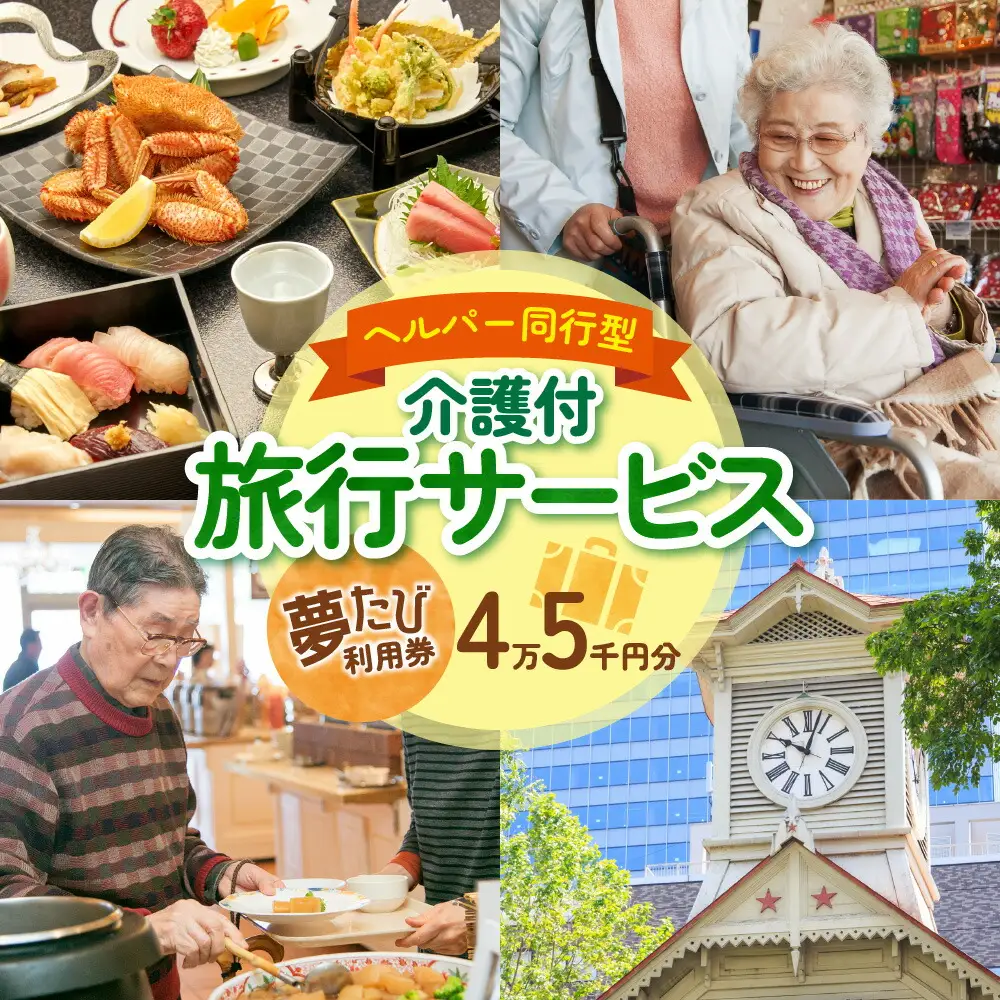ヘルパー同行型介護付旅行サービス　夢たび利用券（45,000円分）