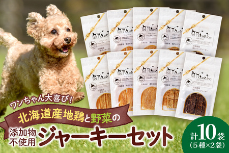 ワンちゃん大喜び！北海道産地鶏と野菜の完全無添加ジャーキーセット（５種類×２袋） ペット おやつ  愛犬