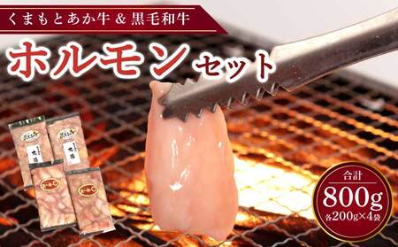 牛 ホルモン 計800g (あか牛ホルモン200g×2 くまもと黒毛和牛ホルモン200g×2) 