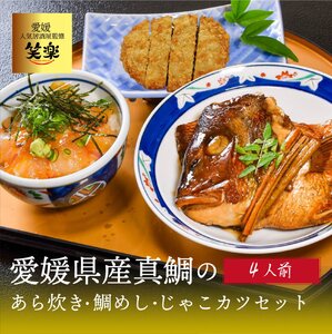 愛媛県産真鯛のあら炊き 宇和海鯛めし ( 4人前 )・じゃこカツ5枚 宇和島風 鯛めし 愛媛 松山 グルメ 魚 じゃこ天 ごはん【IM005_x】