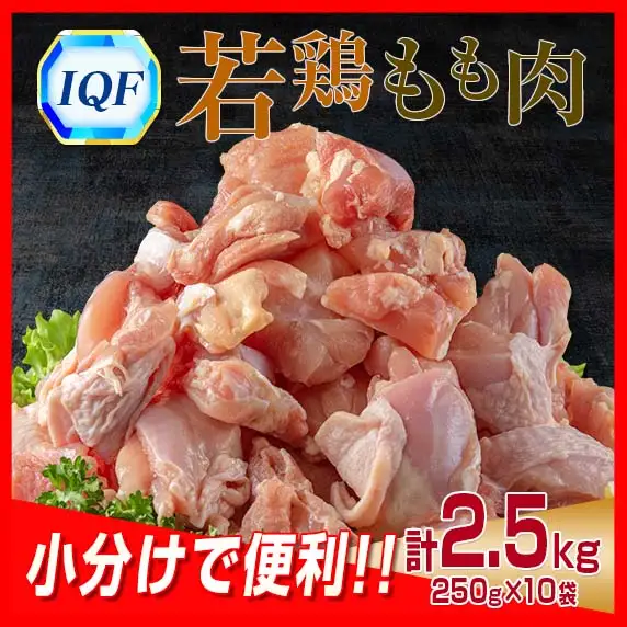 小分け 便利 カット済 若鶏 もも肉 計2.5kg 250g×10袋 鶏肉 国産 IQF冷凍 バラバラ凍結 人気 おすすめ_BC139-26
