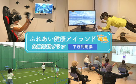 チケット ふれあい健康アイランド 全館 貸切 プラン 平日 利用券 健康維持 運動施設 VR 人工芝コート カラオケ 遊び 運動 施設貸切 使い放題 家族連れ ファミリー 