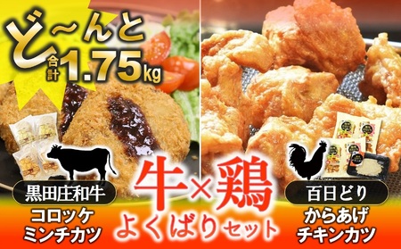 牛×鶏よくばりセット 1.75kg【コロッケ・ミンチカツ・からあげ・チキンカツ】(tokusan-65)