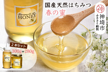 2025年産【数量限定】国産天然蜂蜜(春の蜜)300g&280g【合計580g】(H049127)