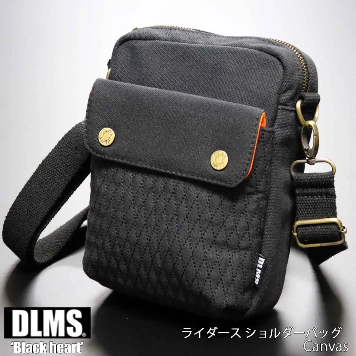 DLMS ミニショルダーバッグ Black heart  キャンバス生地 WZ008-2