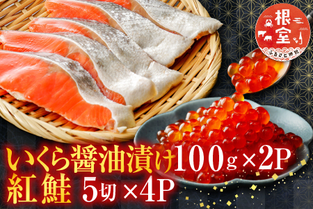 いくら醤油漬け100g×2P、紅鮭5切×4P C-76006
