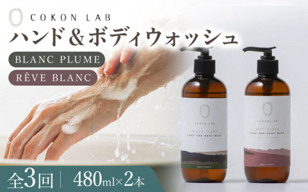 【全3回定期便】COKONLAB ハンド＆ボディウォッシュ BR480ml 2本セット【株式会社 あつまるホールディングス NSP山鹿工場】化粧品 コスメ 美容 国産 ボディケア ハンドケア [ZBR023]