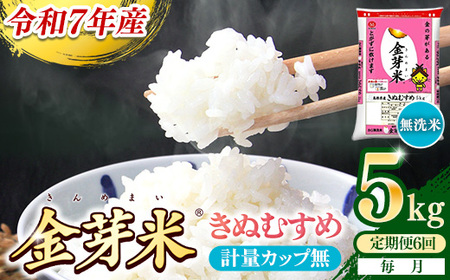 【定期便】BG無洗米・金芽米きぬむすめ 5kg×6ヵ月 【毎月】計量カップ無し【令和7年産 6ヶ月 計30kg 東洋ライス 健康 島根県 安来市】【価格改定】【90-SS-04-2】