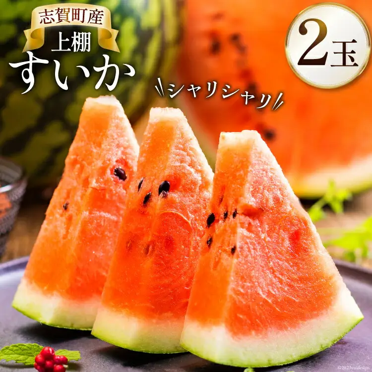 【期間限定】 上棚 すいか 2玉 [米吉農園 石川県 志賀町 BA4119]