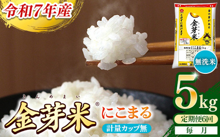 【定期便】BG無洗米・金芽米にこまる 5kg×6ヵ月 （毎月）計量カップ無し 令和7年産 6ヶ月 計30kg 東洋ライス 健康 島根県 安来市 【価格改定】【90-SS-12-2】