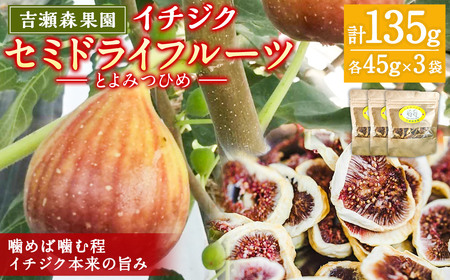 吉瀬森果園 イチジク (とよみつひめ) セミドライフルーツ (45ｇ×3袋)  計135ｇイチジク いちじく 旬 フルーツ 果物 果実 常温 送料無料 福岡県 うきは市