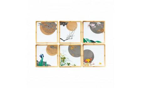 四季彩舞曲15cm菓子皿揃(6枚)(絵変り) 058-H1035