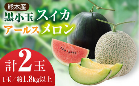 【先行予約】黒小玉 スイカ と アールスメロン セット 【株式会社 前田ファーム】西瓜 すいか 熊本 九州産 国産 熊本県産 贅沢 [ZCM003]