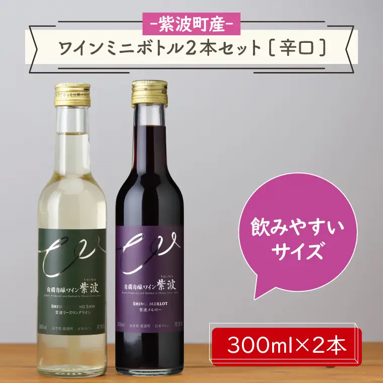 【自園自醸ワイン紫波】 ワインミニボトル２本セット[辛口]（AL056-2） 【26/6限定】