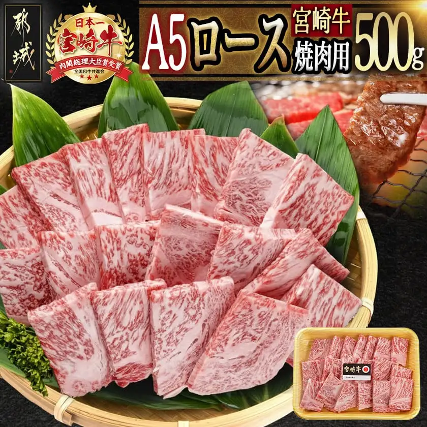 宮崎牛(A5)ロース焼肉用500g_AD-0114_(都城市) 牛肉 最高級A5ランク 5等級 都城産 ブランド牛 ロース肉 焼肉用