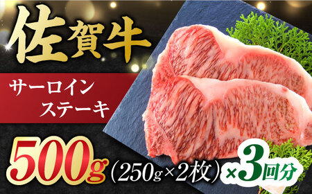 【3回定期便】黒毛和牛 佐賀牛 サーロインステーキ 計1.5kg (250g×2枚×3回) すてーき[FDB039]