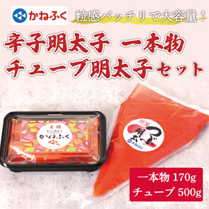【ふるさと納税】かねふく〈無着色〉辛子明太子170g(一本物)とチューブ明太子500gセット [a7096] 藤井乾物店 ※配送不可：離島【返礼品】添田町 ふるさと納税