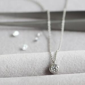 プラチナ900【ラボグロウンダイヤモンドネックレス】0.2ct クラシカルなふくりん留め 長さ40cm LAB-PT900-004 ネックレス