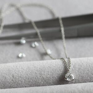 プラチナ900【ラボグロウンダイヤモンドネックレス】0.2ct 上品な3点留めデザイン 長さ40cm LAB-PT900-010 ネックレス