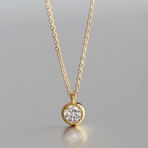 K18イエローゴールド【ラボグロウンダイヤモンドネックレス】0.2ct 人気のミルグレイン 長さ40cm LAB-K18-003 ネックレス