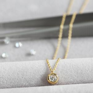 K18イエローゴールド【ラボグロウンダイヤモンドネックレス】0.2ct クラシカルなふくりん留め 長さ40cm LAB-K18-004 ネックレス