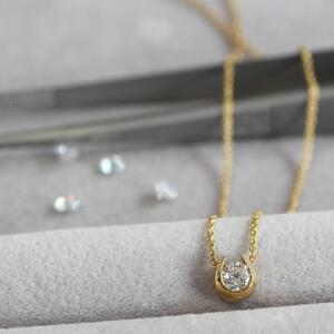 K18イエローゴールド【ラボグロウンダイヤモンドネックレス】0.2ct 馬蹄ばていデザイン 長さ40cm LAB-K18-006 ネックレス