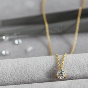 K18イエローゴールド【ラボグロウンダイヤモンドネックレス】0.2ct 3点留めデザイン 長さ40cm LAB-K18-010 ネックレス