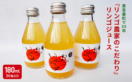 東吾妻町で35年『リンゴ農家のこだわり』リンゴジュース（30本） 飲料類 果汁飲料 飲み物 アップルジュース 贈り物 完熟りんご ふじりんご使用 お中元 