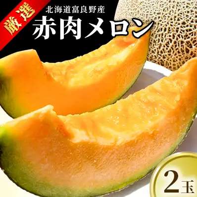 【2026年7月～発送】北海道 富良野産 厳選 赤肉 メロン 2玉 計約3.2kg(吉中農園) メロン フルーツ 果物 新鮮 甘い 贈り物 ギフト 道産 ジューシー おやつ ふらの ブランド 夏 