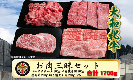 (冷凍) 大和牝牛 お肉 三昧 セット 1700g YMLS5 ／牛丼 肉じゃが カレー すき焼き しゃぶしゃぶ 焼肉 ステーキ 鉄板焼き バーベキュー アウトドア キャンプ 贈答用 贈り物 太田家 奈良県 宇陀市 ふるさと納税