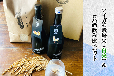 令和7年産 アイガモ栽培米 (白米) とロハ酒飲み比べセット｜2025年産 米 こめ ごはん 地酒 日本酒 [1105]