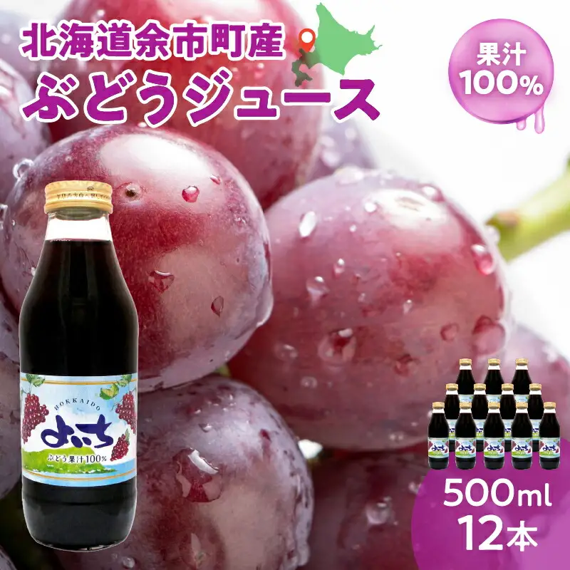 風味豊かな余市産ぶどう100％ジュース500ｍｌ×12本セット_Y018-0062