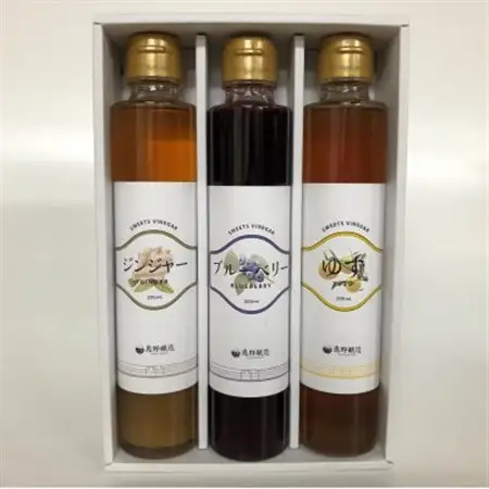 飲む酢3本セット(ゆず、ブルーベリー、ジンジャー)200ml×3本_調味料 酢  _【1417029】