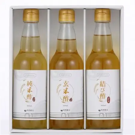 奥野醸造　お酢味比べ3本セット(結び酢、純米酢、玄米酢)360ml×3_調味料 酢  _【1417045】