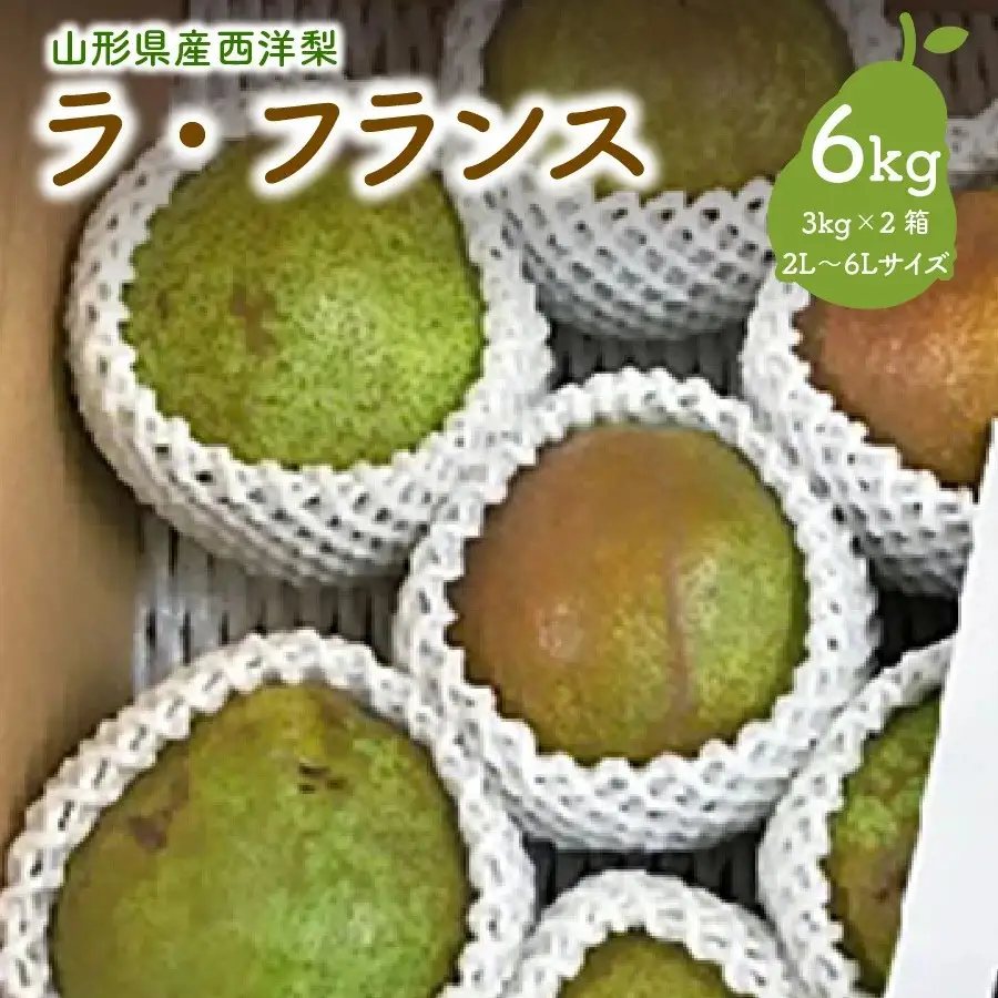 西洋梨（ラ・フランス）６ｋｇ（３ｋｇ×２箱）　ご家庭用　0047-2613