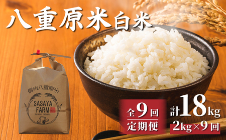 【寄附額改訂↓】令和８年新米予約【9回定期便】八重原米2kg（2kg×1袋）合計18kg 白米　※2026年10月以降順次発送｜笹屋農園「農薬削減長野県認証取得」　先行予約 お米