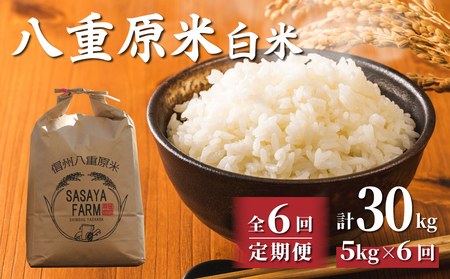 【寄附額改訂↓】令和８年新米予約【6回定期便】八重原米5kg（5kg×1袋）合計30kg 白米　※2026年10月以降順次発送｜笹屋農園「農薬削減長野県認証取得」先行予約　お米