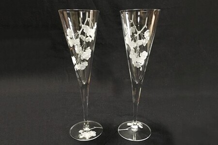枝垂れ桜のシャンパングラス(2個入) K024078