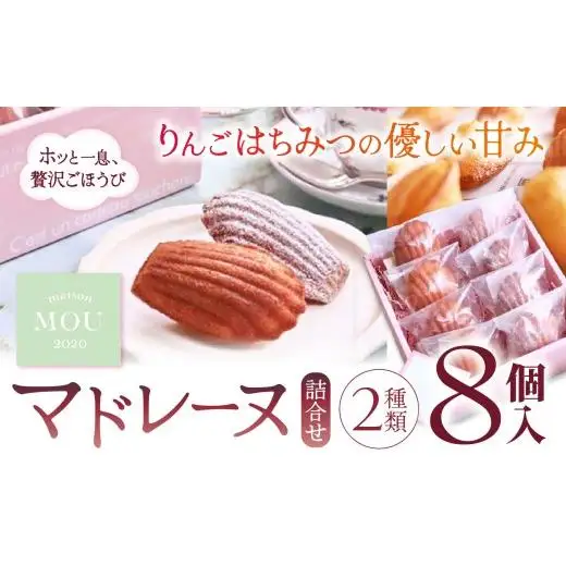 信州りんご蜜を使用したマドレーヌ２種類詰合せ（8個）| マドレーヌ 焼き菓子 詰合せ ギフト スイーツ りんご蜜 はちみつ 蜂蜜 フランス菓子 塩尻市 長野県