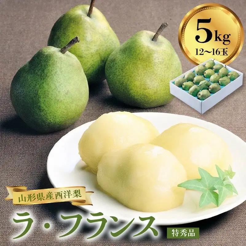 西洋梨（ラ・フランス）５ｋｇ　１２～１６玉　特秀品　0060-2613