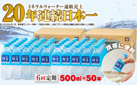 G7-2236／【6回定期】天然アルカリ温泉水 財寶温泉 500ml×50本