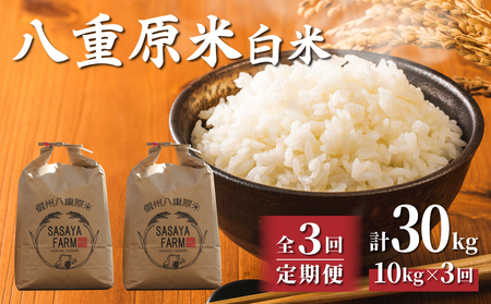 【寄附額改訂↓】令和8年新米予約【3回定期便】八重原米10kg（5kg×2袋）合計30kg 白米　※2026年10月以降順次発送｜笹屋農園「農薬削減長野県認証取得」先行予約 お米